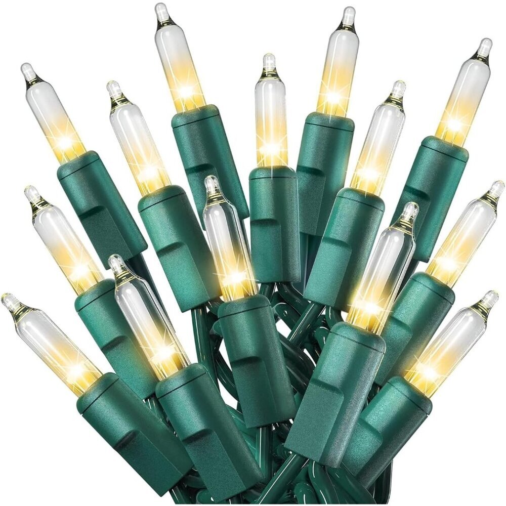 100 Count Clear Christmas Lights - 20 ft Ultra Bright String Lights with Green W